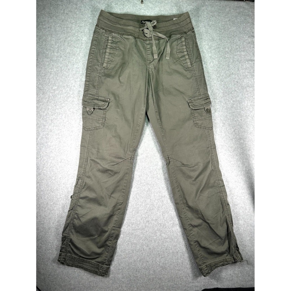 Vintage Supplies By Unionbay Cargo Pants Women 2 Green Cotton Stretch Drawstring